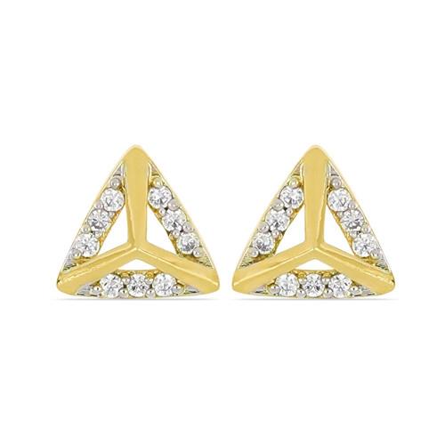 WHITE DIAMOND GEMSTONE 14K GOLD CLASSIC EARRINGS